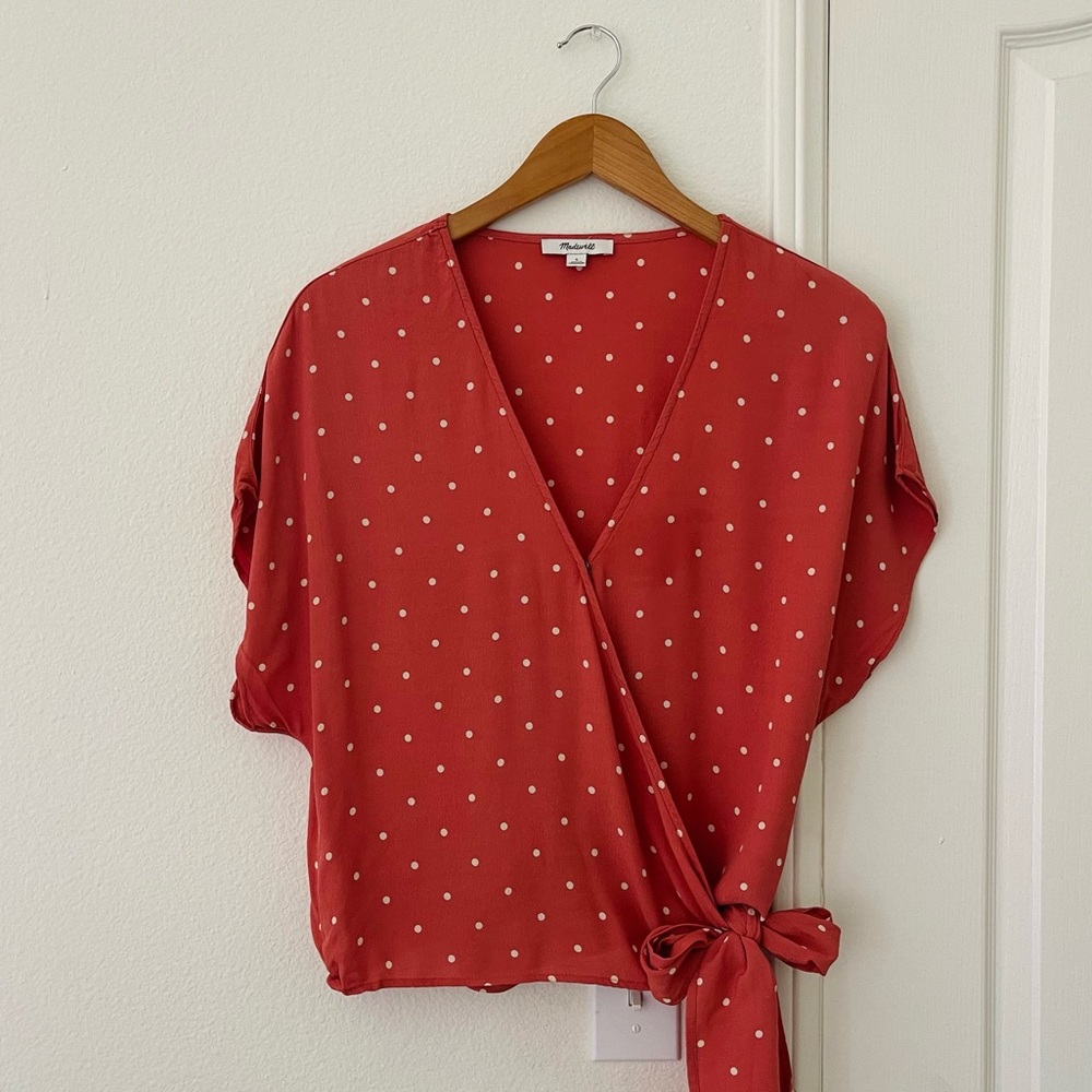 Madewell Women's polka dot Tie Wrap Top